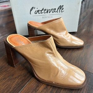 L’intervalle Palmer Nude Leather Heeled Sandal Shoe - Size 6 / Size 37